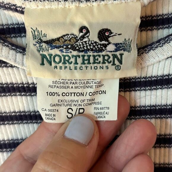 EUC Northern Reflections Blue & White Striped Tank Top - Size Small - Picture 3 of 4